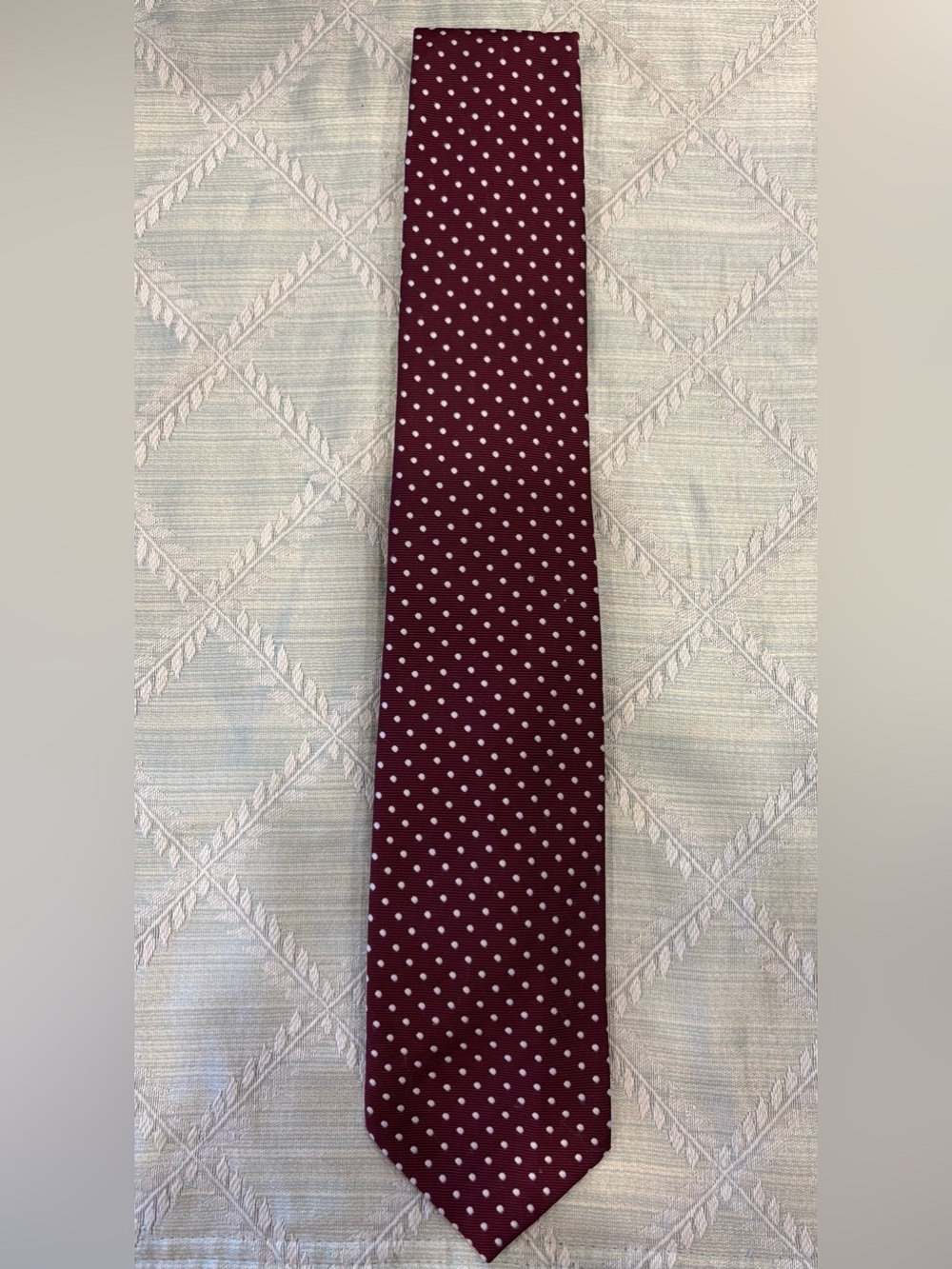 Wemlon II by Wembley Maroon Tie with White Polka Dots